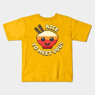 Rice To Meet You! Cute and Punny Rice Cartoon Kids T-Shirt